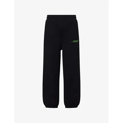 Awake Ny Mens Classic Logo Wide-leg Cotton-jersey Jogging Bottoms Black Xl