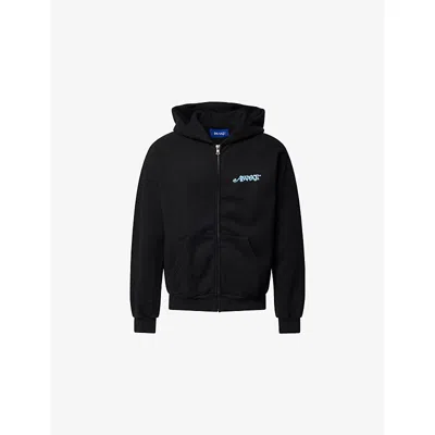 Awake Ny Mens Black Puppy Relaxed-fit Cotton-jersey Hoodie In Multi