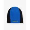 Awake Ny Mens Blue Panel Knitted Cotton Beanie In Blue
