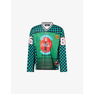 Awake Ny Mens Green  X Coca Cola Hockey Long-sleeves Woven T-shirt Xl