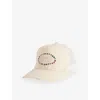 Awake Ny Mens Ivory Gem Studded-brand Cotton Trucker Hat In White