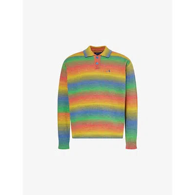 Awake Ny Mens Gradient Logo-embroidered Knitted Polo Top Multi