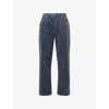 Awake Ny Mens Navy Leopard-print Straight-leg Corduroy Trousers In Blue