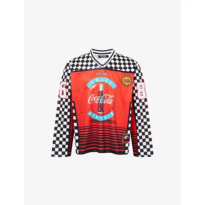 Awake Ny Mens Red  X Coca Cola Hockey Long-sleeves Woven T-shirt In Multi