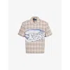 Awake Ny Mens Check-print Camp-collar Cotton-poplin Shirt Tan In Tan