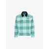 Awake Ny Mens Turquoise Plaid Flannel Two-buttoned-pockets Stretch-woven Shirt Xl In Turquoise