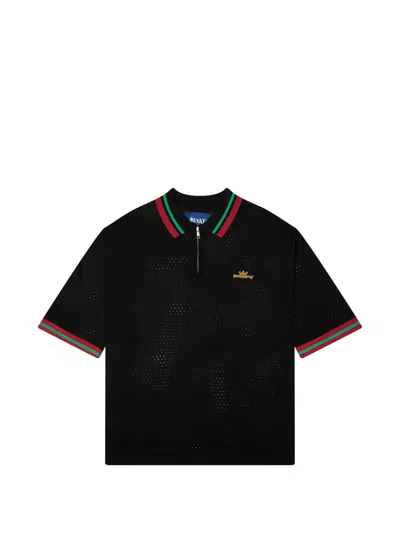 Awake Ny Mesh Zip-fastening Polo Shirt In Black