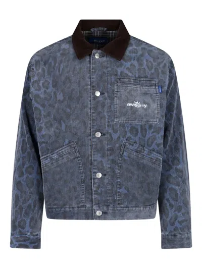 AWAKE NY NY LEOPARD-PRINT DENIM JACKET