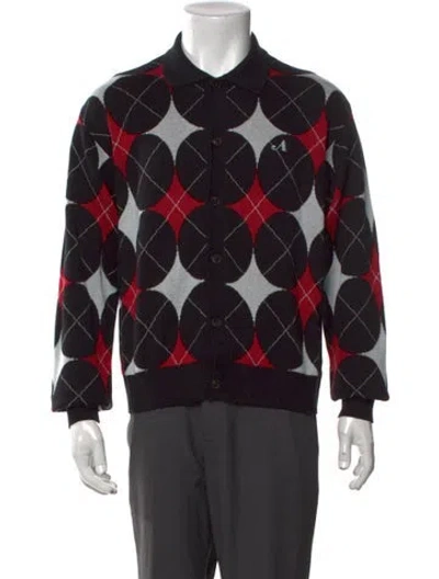 Pre-owned Awake Ny Patterned Collar Cardigan In Black