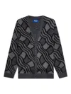 Awake Ny Wavy Jacquard Mohair Cardigan Charcoal In Black