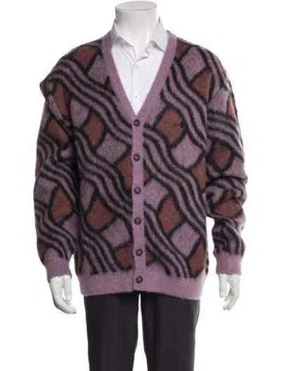 Pre-owned Awake Ny Patterned V-neck Cardigan In Purple