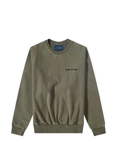 Awake Ny Pigment-dyed Logo-embroidered Crewneck Sweatshirt In Green