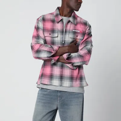 Awake Ny Pink Checked Flannel Shirt In Black