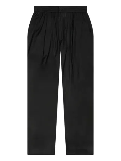 Awake Ny Pleated Elastic-waist Trousers In Black