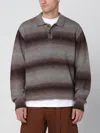 Awake Ny Brown Striped Polo Sweater In Brown