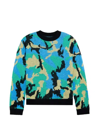 Awake Ny Print Crew-neck Sweater In Blue