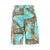 Awake Ny Blue Frayed Script Painter Shorts In Multicolor