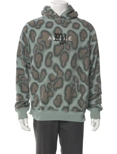 Pre-owned Awake Ny Printed Crew Neck Hoodie In Green