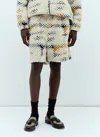 Awake Ny Printed A Fleece Shorts In Cream