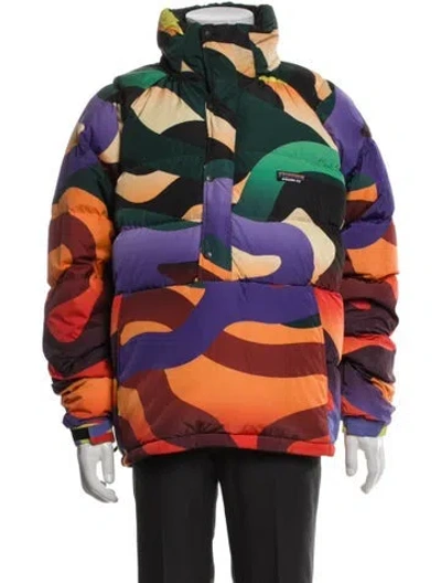 Pre-owned Awake Ny Printed Puffer Coat In Orange