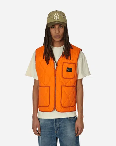 Awake Ny Quilted Nylon Shell Vest In Orange