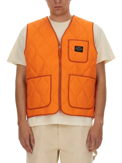 Awake Ny Regular Fit Logo Vest In Orange