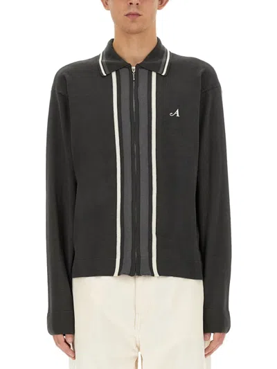 Awake Ny Zip-detail Cotton-acrylic Knit Sweater In Black