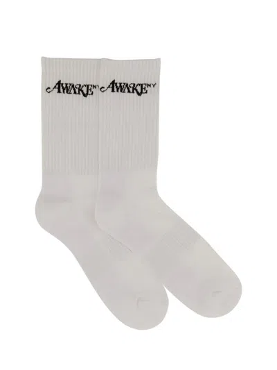 Awake Ny Socks With Logo In White
