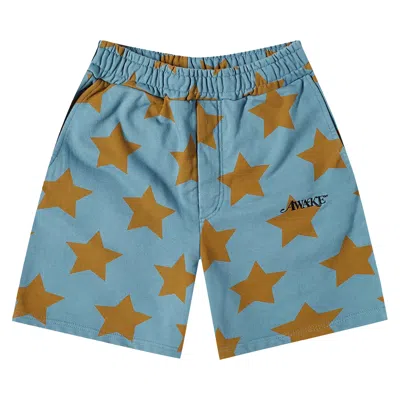 Pre-owned Awake Ny Stars Sweatshorts 'teal/mustard'