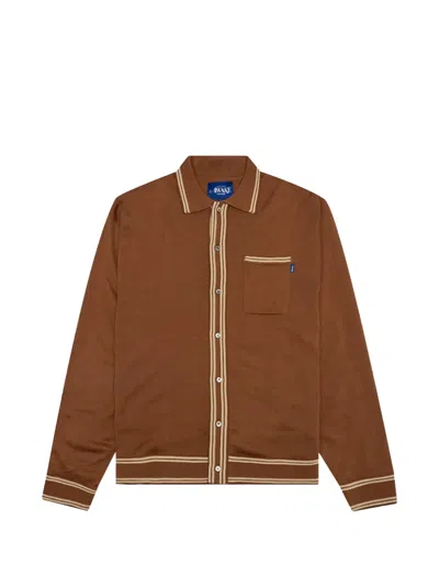 Awake Ny Striped-trim Cardigan In Brown