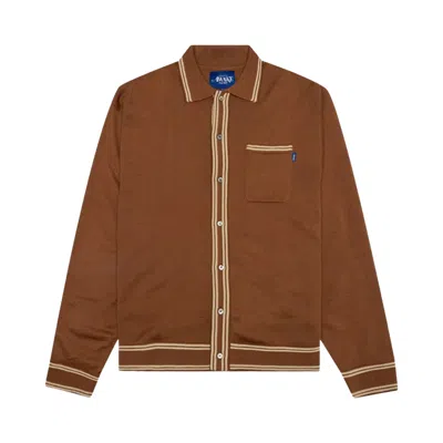 Pre-owned Awake Ny Striped-trim Cardigan 'brown' | Men's Size Xxl