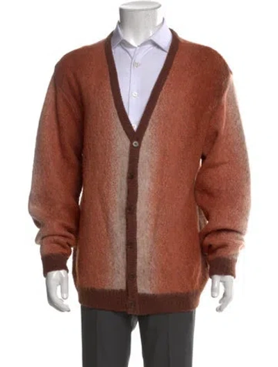 Pre-owned Awake Ny Tie-dye Print V-neck Cardigan In Orange