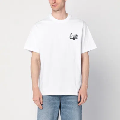 Awake Ny White T-shirt With Hammer Print In Neutral