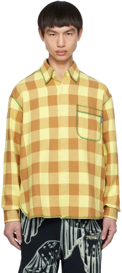 Awake Ny Yellow & Brown Check Shirt In Yellow/brown