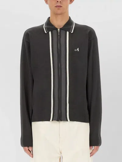 Awake Ny Zip Front Knit Shirt Long Sleeves In Multi