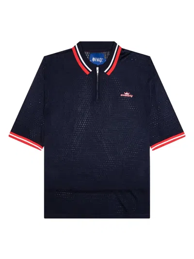 Awake Ny Zip-neck Polo Shirt In Blue