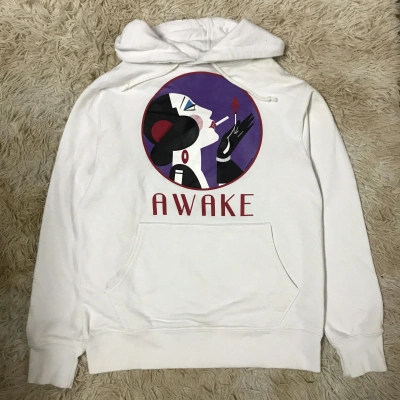 Pre-owned Awake Nyc Smoking Lady Hoodie In White