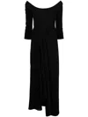 A.w.a.k.e. Off-shoulder Draped Maxi Dress In Schwarz