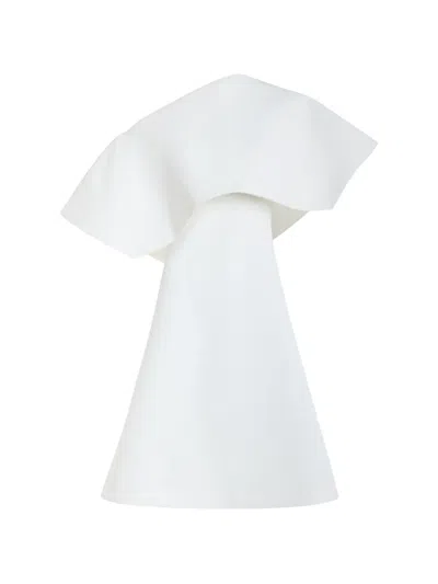 A.w.a.k.e. Off-shoulder Oversized-collar Mini Dress In White