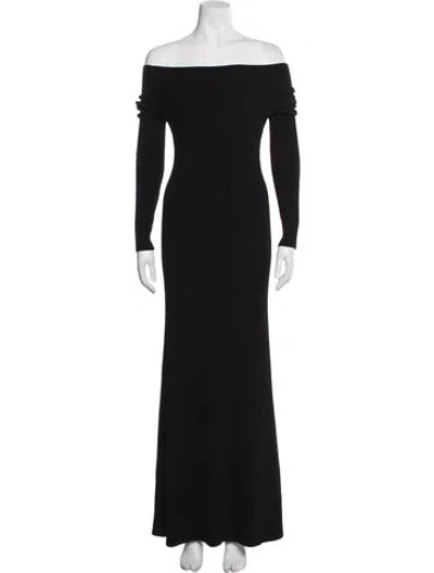 Pre-owned A.w.a.k.e. Off-the-shoulder Long Dress In Black