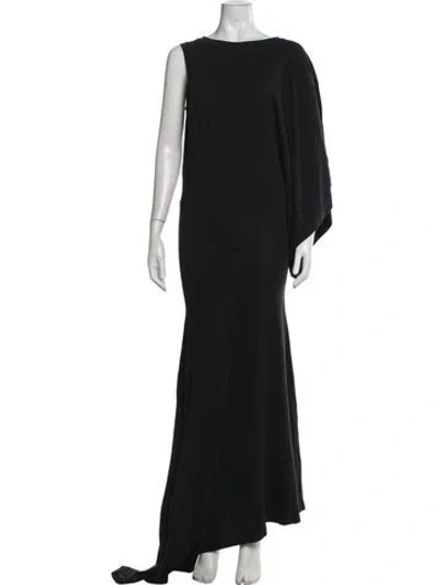 Pre-owned A.w.a.k.e. Off-the-shoulder Long Dress In Black