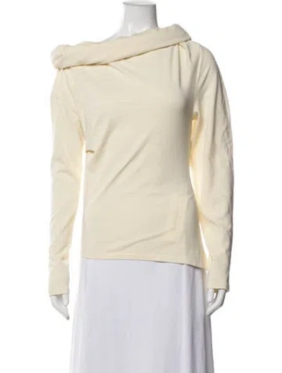 Pre-owned A.w.a.k.e. Off-the-shoulder Long Sleeve Top In Neutrals
