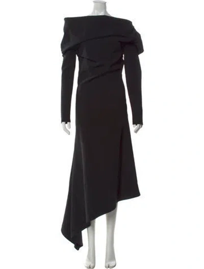 Pre-owned A.w.a.k.e. Off-the-shoulder Midi Length Dress In Black