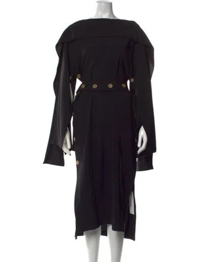 Pre-owned A.w.a.k.e. Off-the-shoulder Midi Length Dress In Black