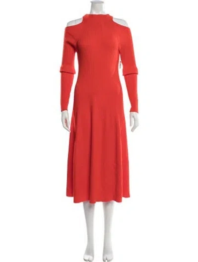 Pre-owned A.w.a.k.e. Off-the-shoulder Midi Length Dress In Orange