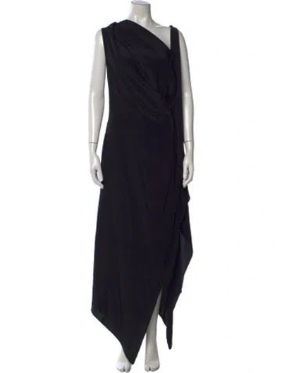 Pre-owned A.w.a.k.e. One-shoulder Long Dress In Black