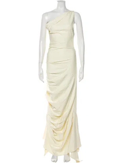 Pre-owned A.w.a.k.e. One-shoulder Long Dress In Neutral