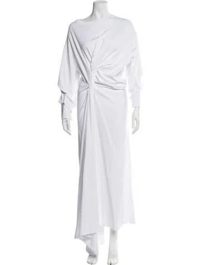 Pre-owned A.w.a.k.e. One-shoulder Long Dress In White