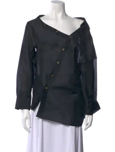Pre-owned A.w.a.k.e. One-shoulder Long Sleeve Blouse In Black