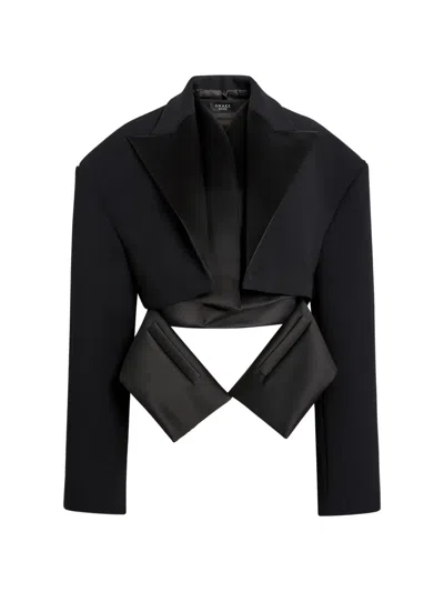 A.w.a.k.e. Oversized Cropped Tuxedo Jacket In Black